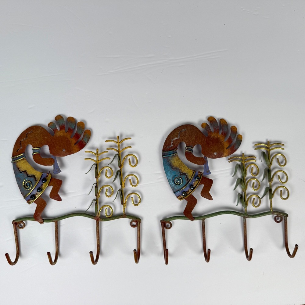 Kokopelli Wall Hooks metal Southwest 2pc Set